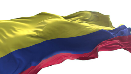 Colombia flag - 3D realistic waving flag on transparent png. Background with transparency