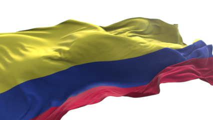Colombia flag - 3D realistic waving flag on transparent png. Background with transparency