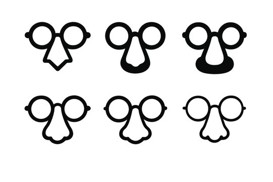 Humorous Icon Variations. Humorous Content. Icon set. Set Logo of Humorous Content: Funny glasses and nose. harmonious logo variations of the same emblematic