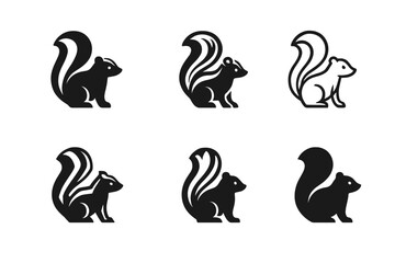 Fototapeta premium Skunk Logo Variations. Skunk. Icon set. Set Logo of Skunk: standing skunk figure. harmonious logo variations of the same emblematic concept, each