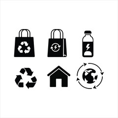 Sustainability and recycling icons for environmental concepts