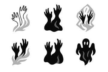 Fototapeta premium Whispering Spectral Logos. Whispers of torment in the air. Icon set. Set Logo of whispers of torment in the air: ghostly hands reaching. harmonious logo