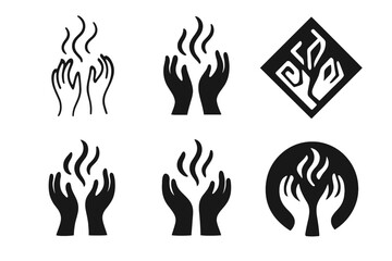 Fototapeta premium Whispering Spectral Logos. Whispers of torment in the air. Icon set. Set Logo of whispers of torment in the air: ghostly hands reaching. harmonious logo