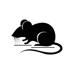 Mouse Silhouette Black and White Vector Illustration