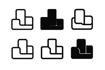 Obraz premium Home Organization Logos. Unique home organization systems. Icon set. Set Logo of Unique home organization systems: modular shelving unit. harmonious logo