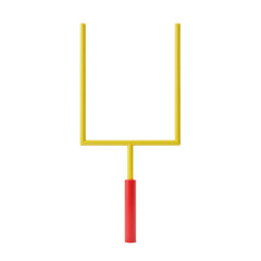 Minimalist Yellow Goalpost with Red Base Against White Background — Clean, Graphic Icon of Football’s End Zone, Symbolizing Scoring, Victory, and Ultimate Objective  Perfect for Sports Graphics, Comp