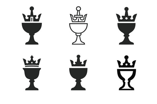 King Arthur Emblem Set. King Arthur's legends. Icon set. Set Logo of King Arthur's legends: Holy Grail. harmonious logo variations of the same emblematic