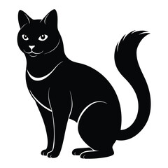 silhouette cat on white background