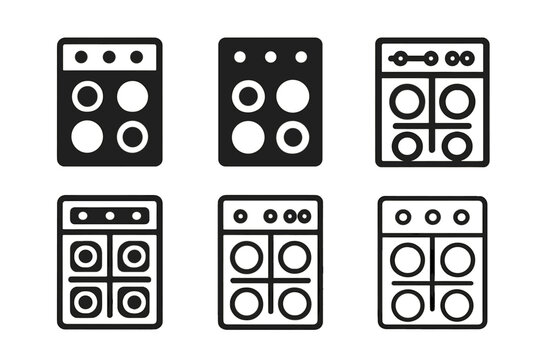 Range Logo Variations. Range. Icon set. Set Logo of range: induction cooktop. harmonious logo variations of the same emblematic concept, each with different