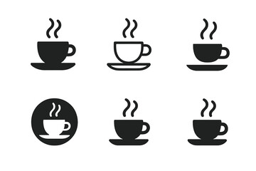 Obraz premium Espresso Logo Variations. Espresso cup. Icon set. Set Logo of steaming espresso cup. harmonious logo variations of the same emblematic concept (Symmetrical
