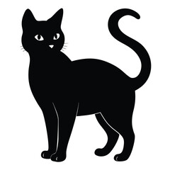 silhouette cat on white background