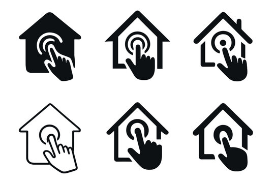 Interactive Icons Grid. Interactive home entertainment experiences. Icon set. Set Logo of interactive home entertainment experiences: gesture control icon.