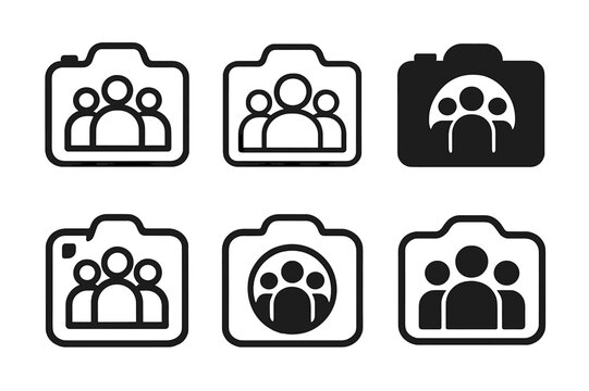 Memory Icon Set. Creating memories with friends and family. Icon set. Set Logo of creating memories with friends and family: camera snapshot. harmonious logo
