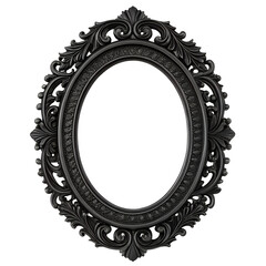 Ornate Black Oval Frame &ndash; Empty Isolated PNG