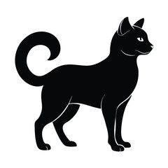 silhouette cat on white background