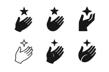Fototapeta premium Destiny Icon Variations. Destiny and fate. Icon set. Set Logo of destiny and fate: open hand with star. harmonious logo variations of the same emblematic