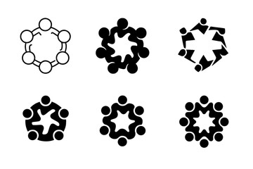 Fototapeta premium Collectivist Icon Set. Collectivist. Icon set. Set Logo of collectivist: hands forming a continuous circular pattern. harmonious logo variations of the same