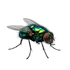 common green bottle fly standing, isolated on white or transparent background. PNG