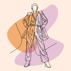 Abstract fashion illustration of a person in a stylish suit