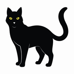 silhouette cat on white background