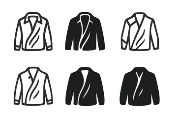 Light Jacket Iconography. Wearing a Light Jacket. Icon set. Set Logo of Wearing a Light Jacket: lightweight fabric folds. harmonious logo variations of the