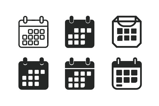 Hanging Calendar Logos. Hanging calendars and planners for easy access. Icon set. Set Logo of hanging calendars and planners for easy access: wall calendar