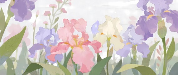 淡い色彩の花の背景イラスト：パステルカラーのイラスト素材