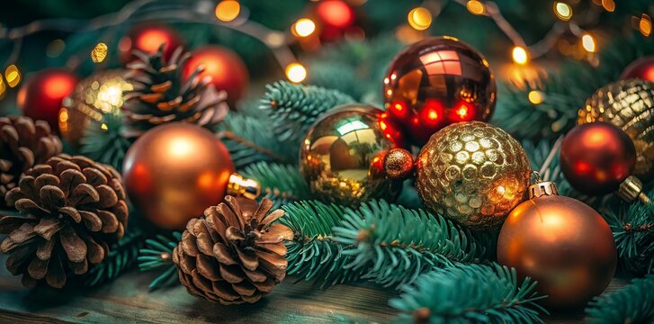 Merry Christmas background with glowing dots light golden stars and bubbles Best New