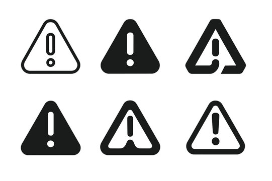 Workplace Hazard Icons. Workplace hazards. Icon set. Set Logo of workplace hazards: Caution sign with exclamation mark. harmonious logo variations of the same