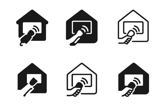 Interactive Logo Variations. Interactive home entertainment experiences. Icon set. Set Logo of interactive home entertainment experiences: motion controller.