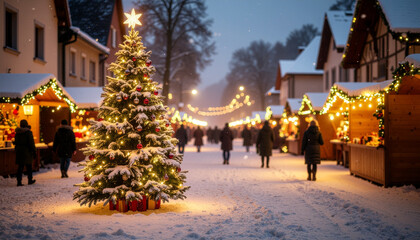 Fototapeta premium christmas tree in the snow
