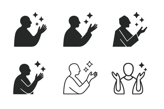 Storytelling Logos Collection. Cultural storytelling nights. Icon set. Set Logo of storytelling nights: storyteller silhouette with gestures. harmonious logo