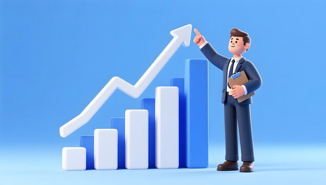 Businessman Presenting Confident Growth Results