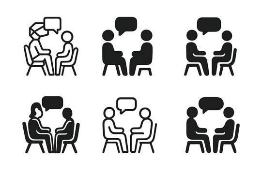 Mental Health Logos. Mental health awareness. Icon set. Set Logo of mental health: therapy session icon. harmonious logo variations of the same emblematic