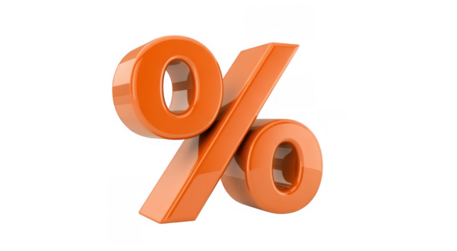 Orange 3 D Percent Symbol isolated on a transparent background 1 - Powered by Adobe