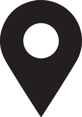 Simple black location pin icon with white circle center