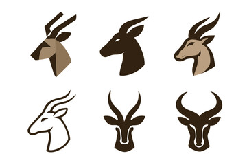 Obraz premium Savanna Animal Logos. savanna animals. Icon set. Set Logo of savanna animals: zebra. harmonious logo variations of the same emblematic concept, each with