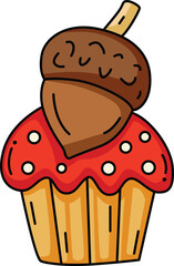 Autumn Acorn Topped Forest Cupcake Dessert