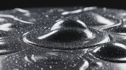 Captivating Ferrofluid Dynamics Mesmerizing CloseUp of Magnetic Liquid Responding to Forces Creating Abstract Patterns and Shapes in a Dark Viscous Display of Science and Art. - Powered by Adobe