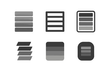 Neutral Palette Icons. Neutral Palette. Icon set. Set Logo of Neutral Palette: monochrome gradient bars. harmonious logo variations of the same emblematic