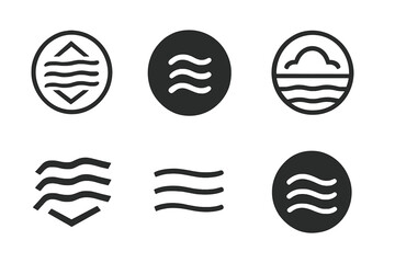 Morning Fog Icons. Morning Fog. Icon set. Set Logo of morning fog: haze line icon. harmonious logo variations of the same emblematic concept, each with