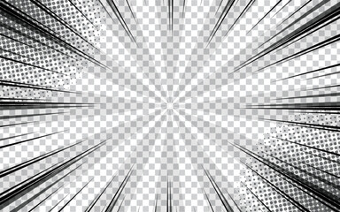 Monochrome concentrated lines of manga comics. Flat vector illustration.