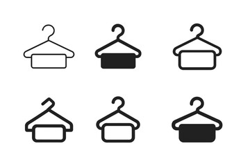 Custom Fashion Icons. Personalized fashion and custom clothing. Icon set. Set Logo of personalized fashion and custom clothing: hanger with customizable name