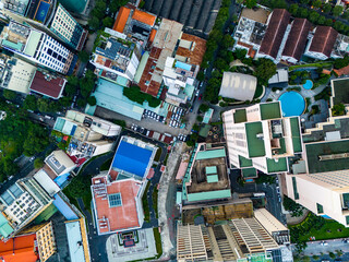 Aerial view of Ho Chi Minh city taken by drone
