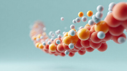 Abstract 3D render. Molecular structure visualization, science concept. Perfect for medical, research, technology and pharmaceutical designs. Bright and vibrant.