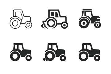 Fototapeta premium Tractor Logo Variations. Tractor. Icon set. Set Logo of Tractor: Tractor Plow Attachment. harmonious logo variations of the same emblematic concept, each with