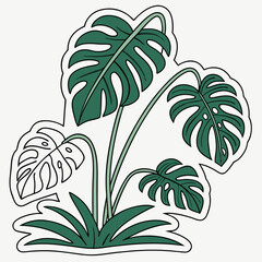 plant sticker on white background