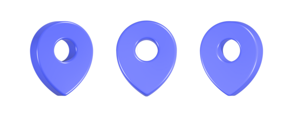 point location 3d rendering icon in blue color