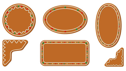 Collection of various festive gingerbread cookie frames and borders, perfect for holiday designs