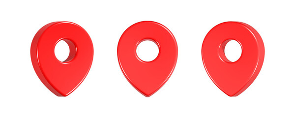 3d rendering icon point location in red color